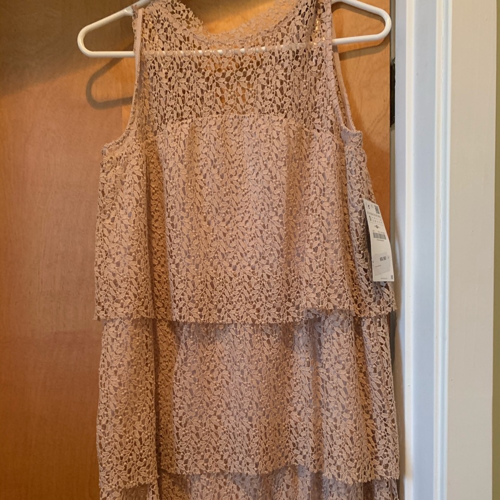 Zara pink lace tiered dress